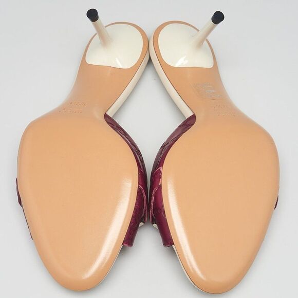 GUCCI Women's Purple Guccissima Leather Open-Toe Horsebit Mules Size 38C - Picture 3 of 14
